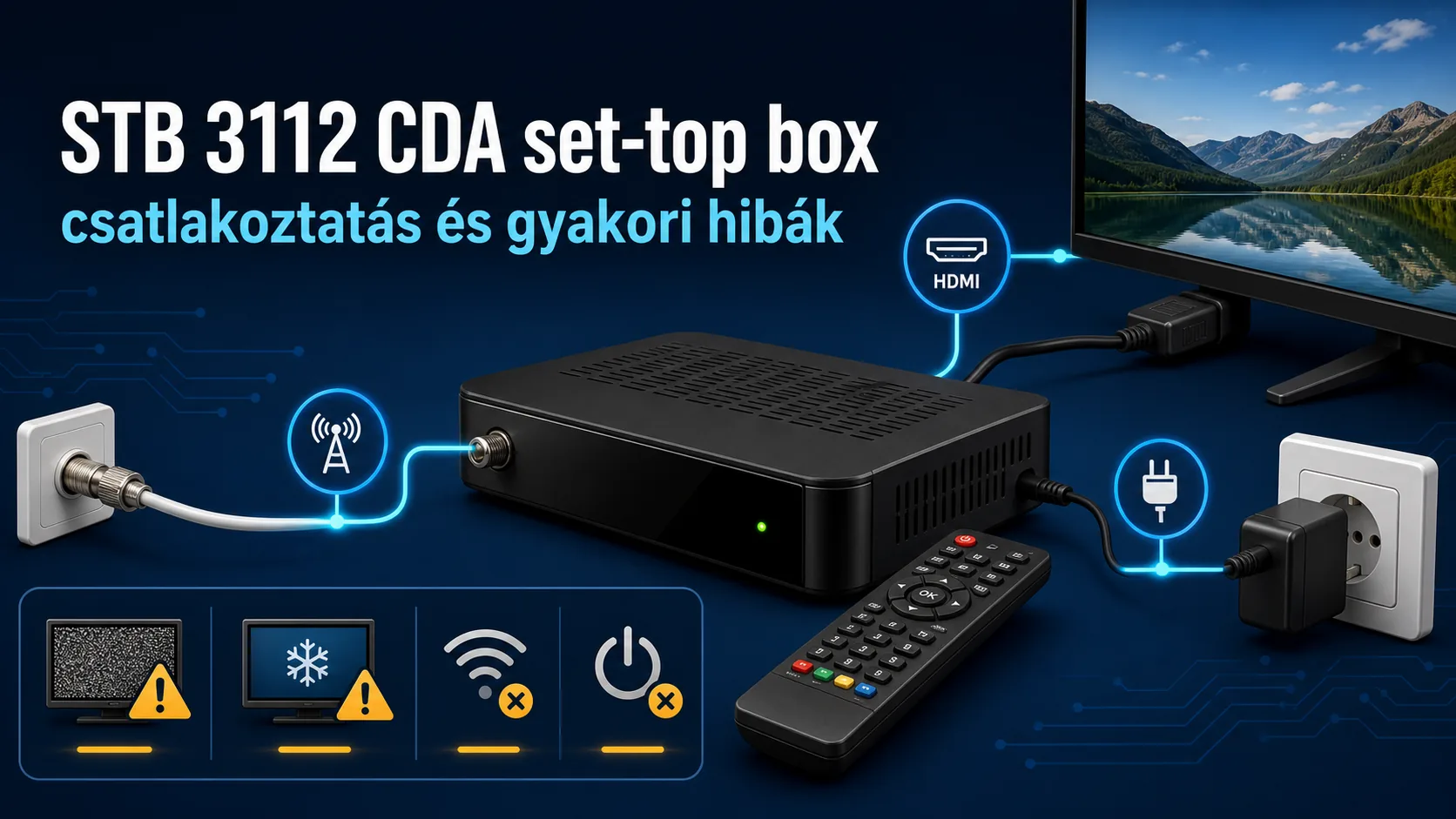 stb 3112 cda iptv set top box — STB 3112 CDA set-top box: csatlakoztatás és gyakori hibák